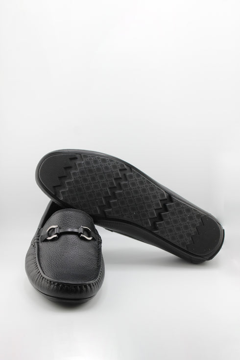 DFC Relax Men Textured Leather Slip-On with Metal Strap Detail